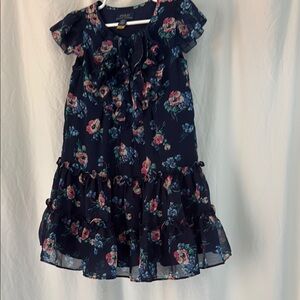 Ralph Lauren Floral Kids Dress - Navy floral ruffled chiffon.